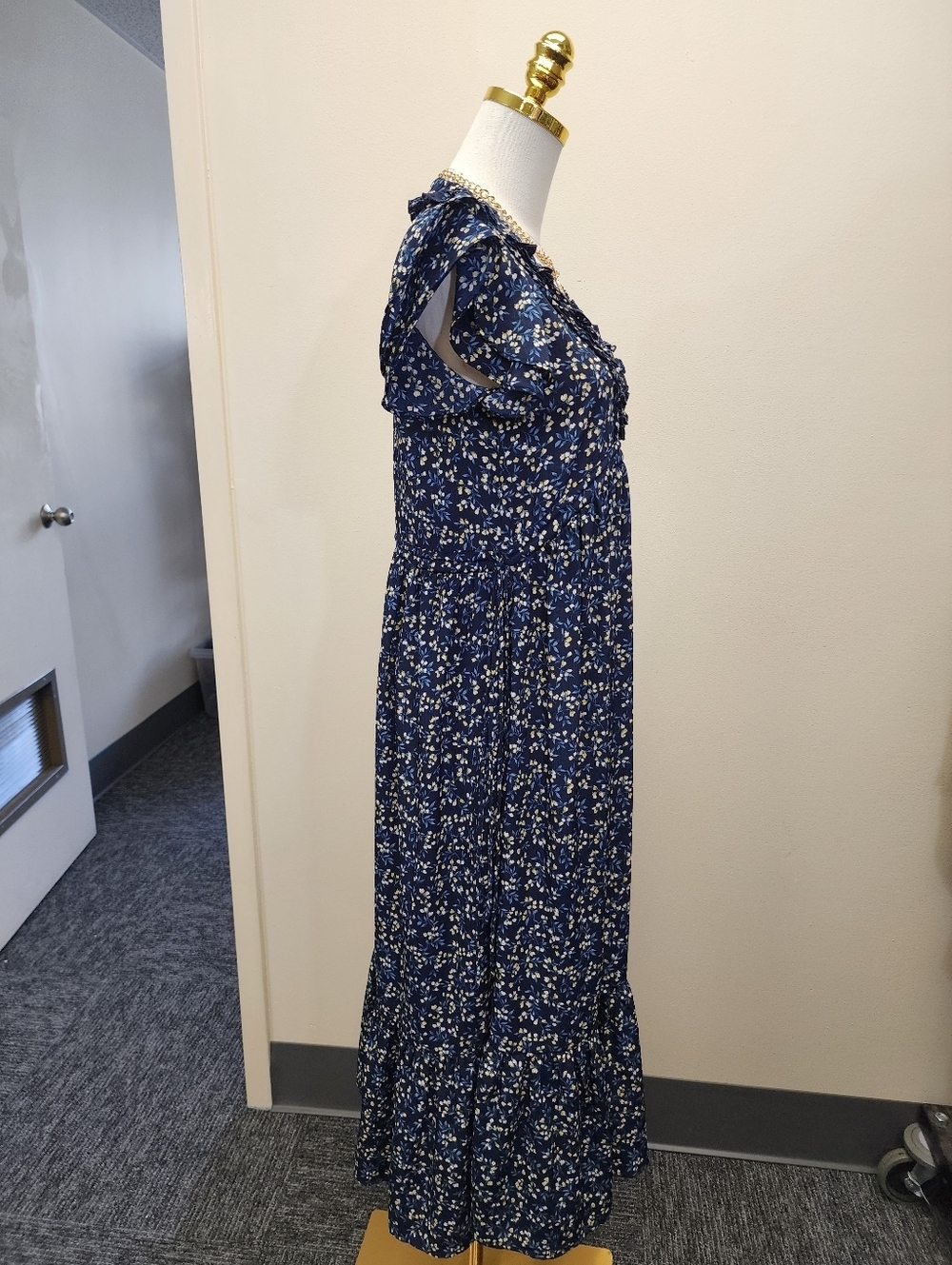 Urosalie Blue Floral Ruffle Sleeve Maxi Dress Size XL - Picture 5 of 8
